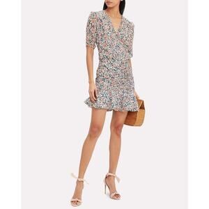 Veronica Beard Dakota Dress Silk Chiffon‎ Gardenia Floral Size 0 Pink White Chic